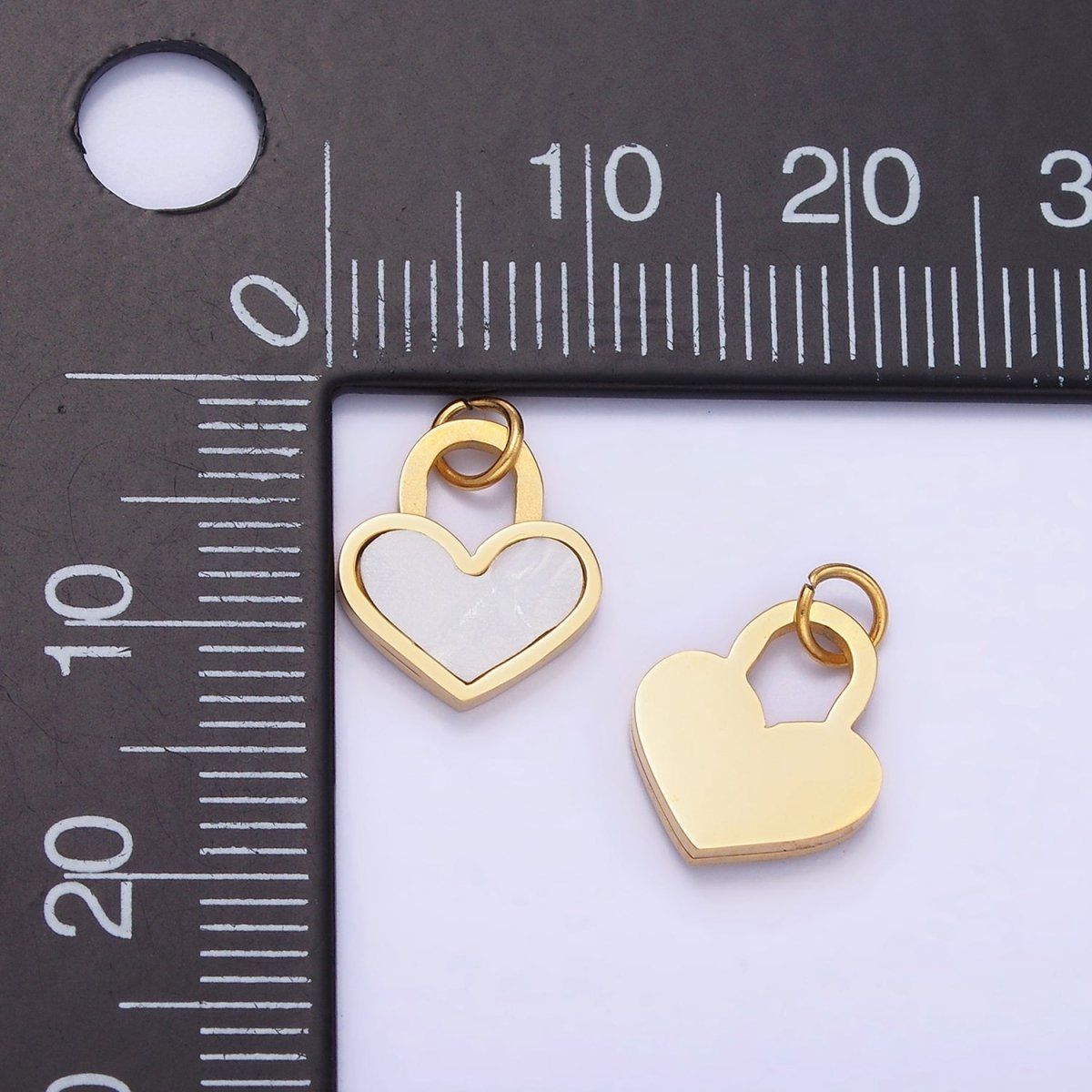 Stainless Steel Shell Pearl Heart Padlock Charm | P979 - DLUXCA