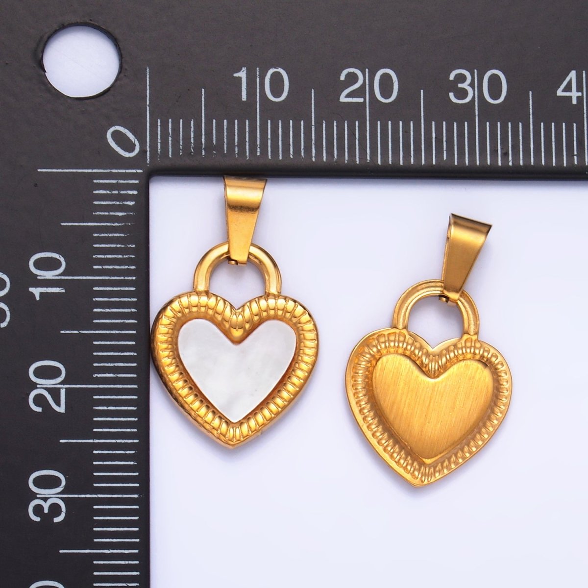 Stainless Steel Shell Pearl Heart Padlock Pendant | P1546 - DLUXCA