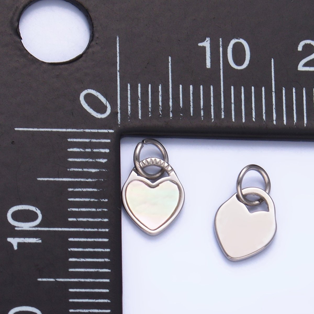 Stainless Steel Shell Pearl Heart Padlock Silver Charm | P644 - DLUXCA
