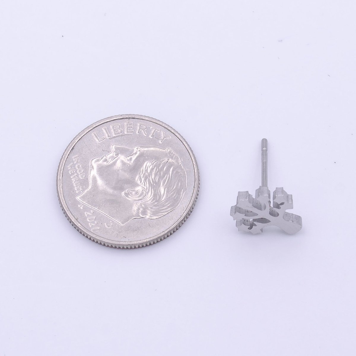 Stainless Steel Silver Tree Nature Frame Minimalist Stud Earrings | Y-247 - DLUXCA