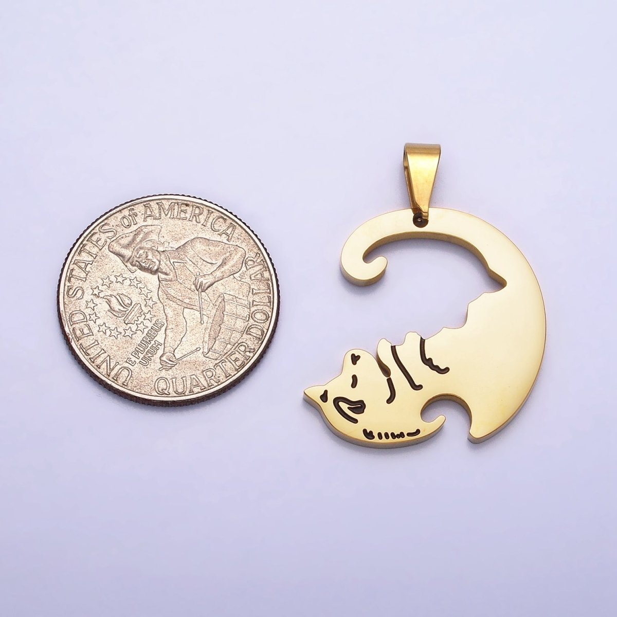 Stainless Steel Sleeping Dog Puppy Couple's Friendship Pendant Set in Gold & Silver | P-1123