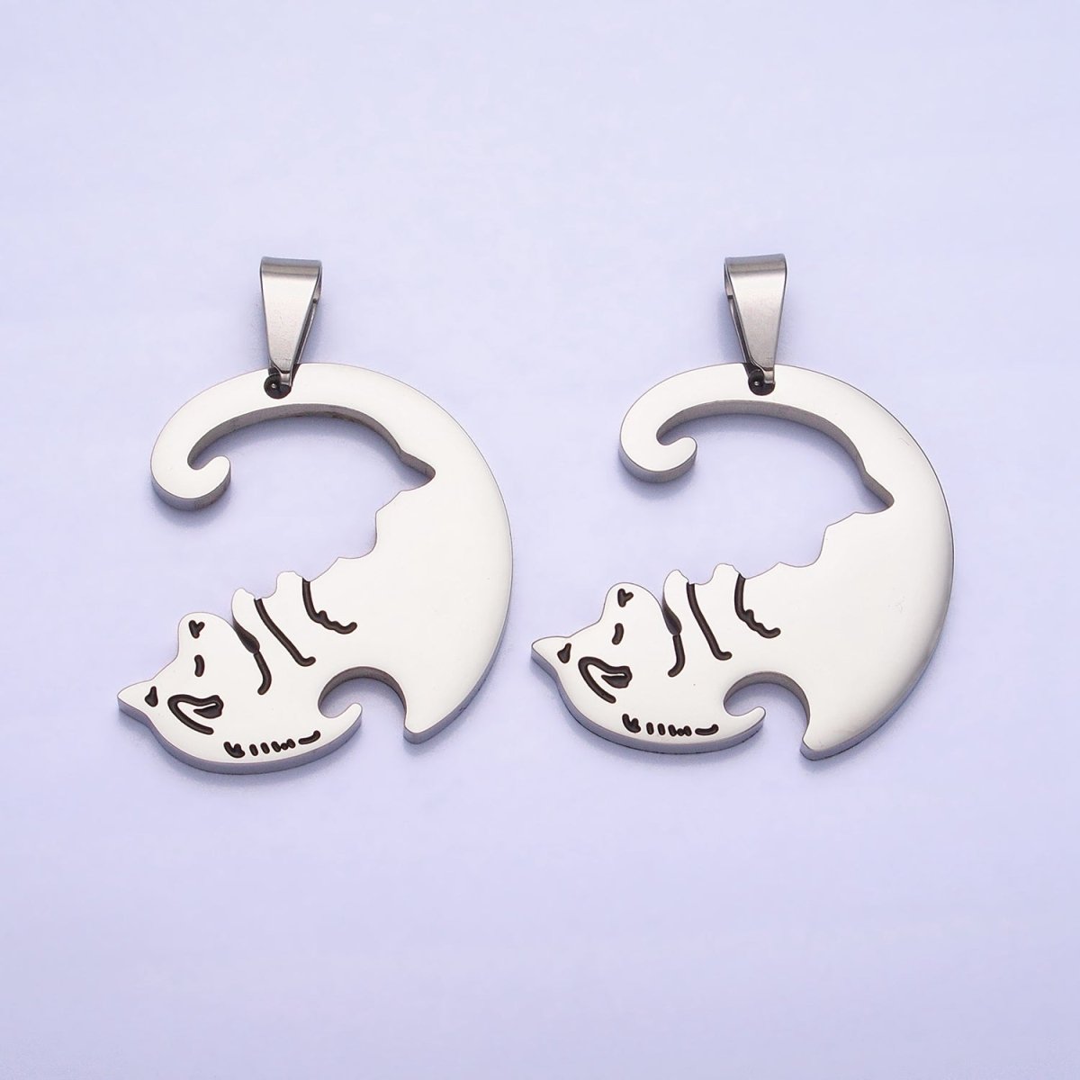 Stainless Steel Sleeping Dog Puppy Couple's Friendship Pendant Set in Gold & Silver | P-1123
