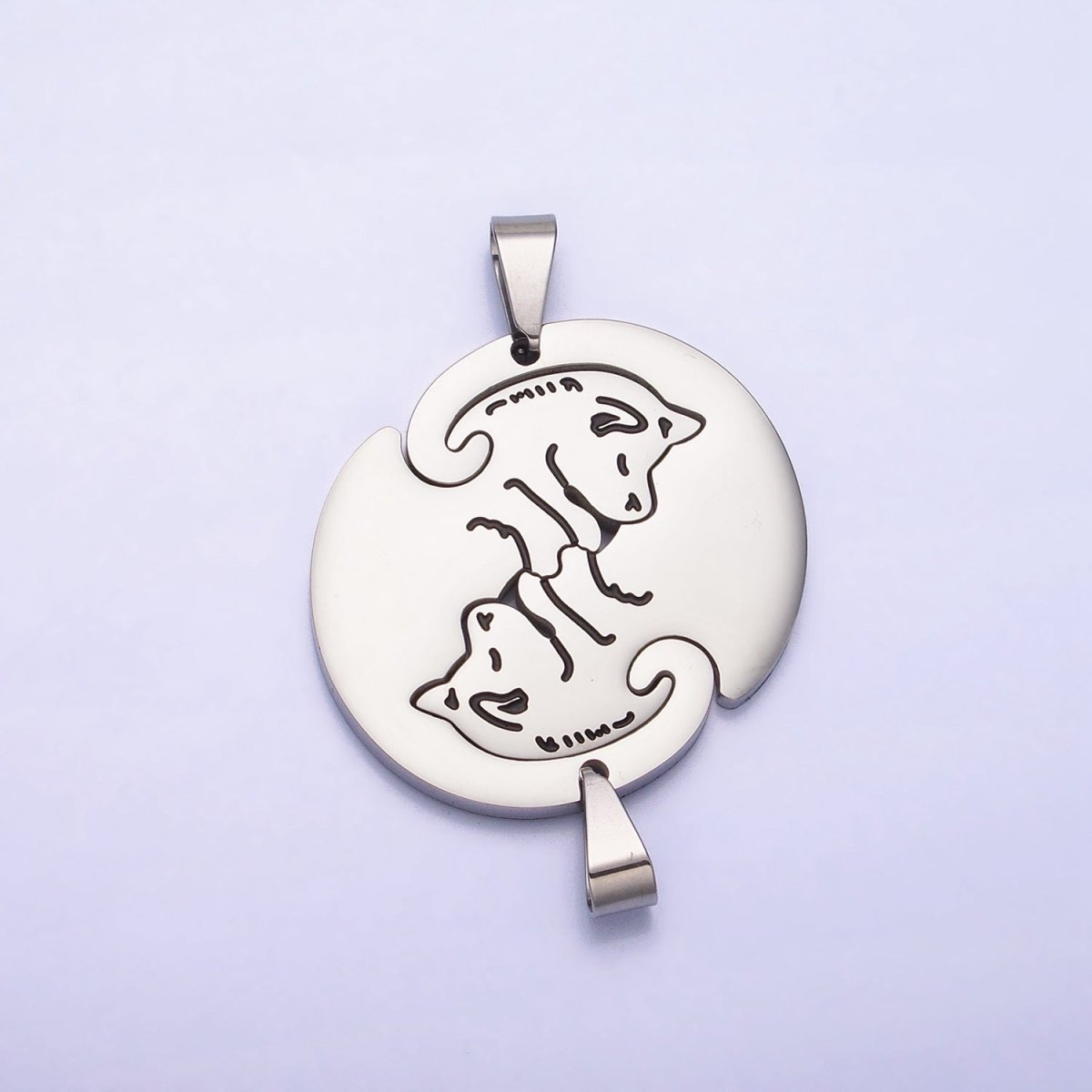 Stainless Steel Sleeping Dog Puppy Couple's Friendship Pendant Set in Gold & Silver | P-1123