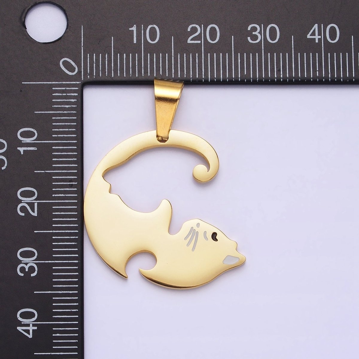 Stainless Steel Sleeping Kitty Cat Couple's Friendship Pendant Set in Gold & Silver | P-1122