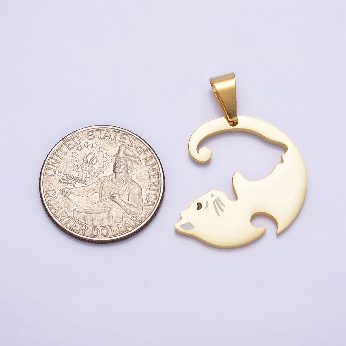 Stainless Steel Sleeping Kitty Cat Couple's Friendship Pendant Set in Gold & Silver | P-1122
