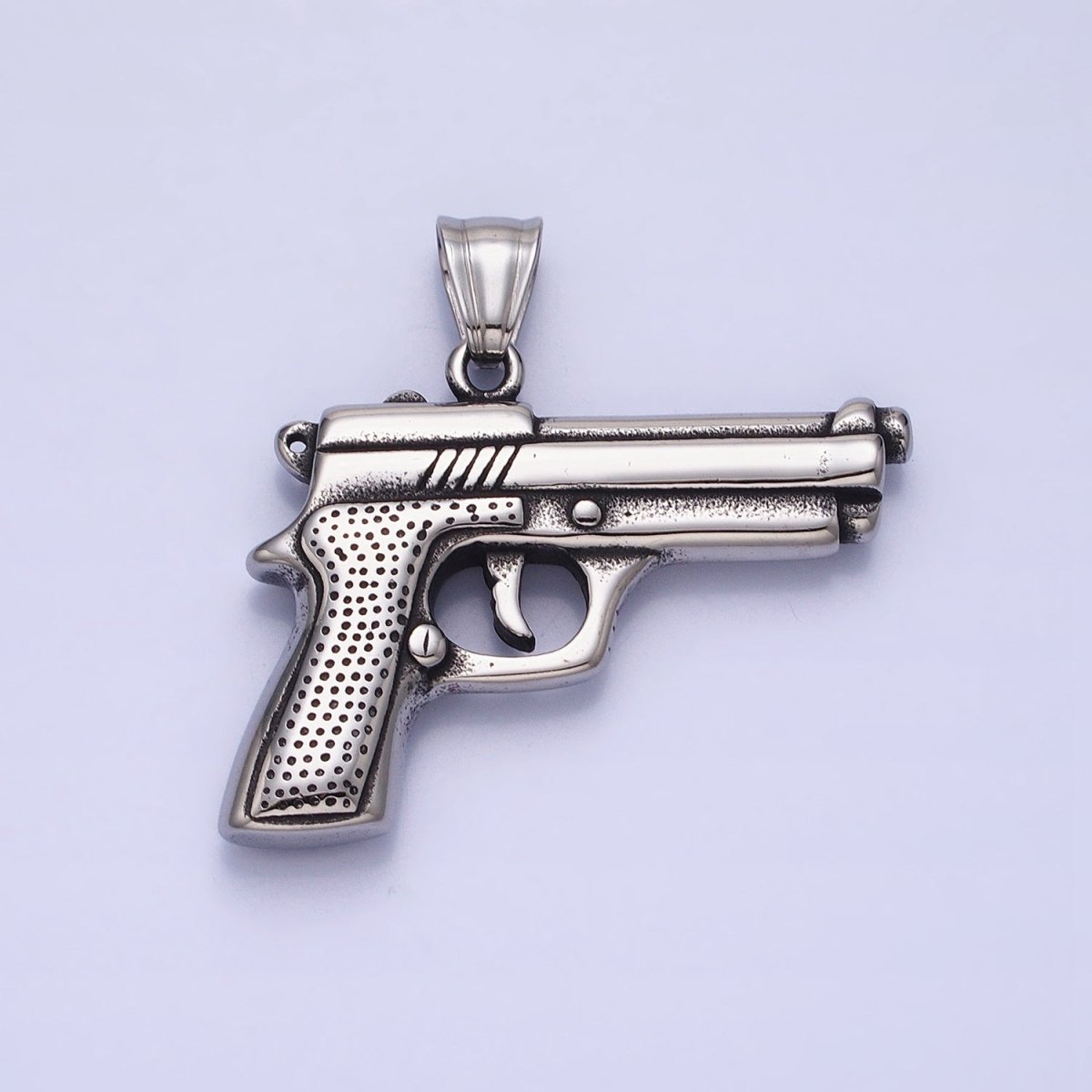 Stainless Steel Small Handgun Pistol Weapon Pendant in Gold & Silver | P-1108