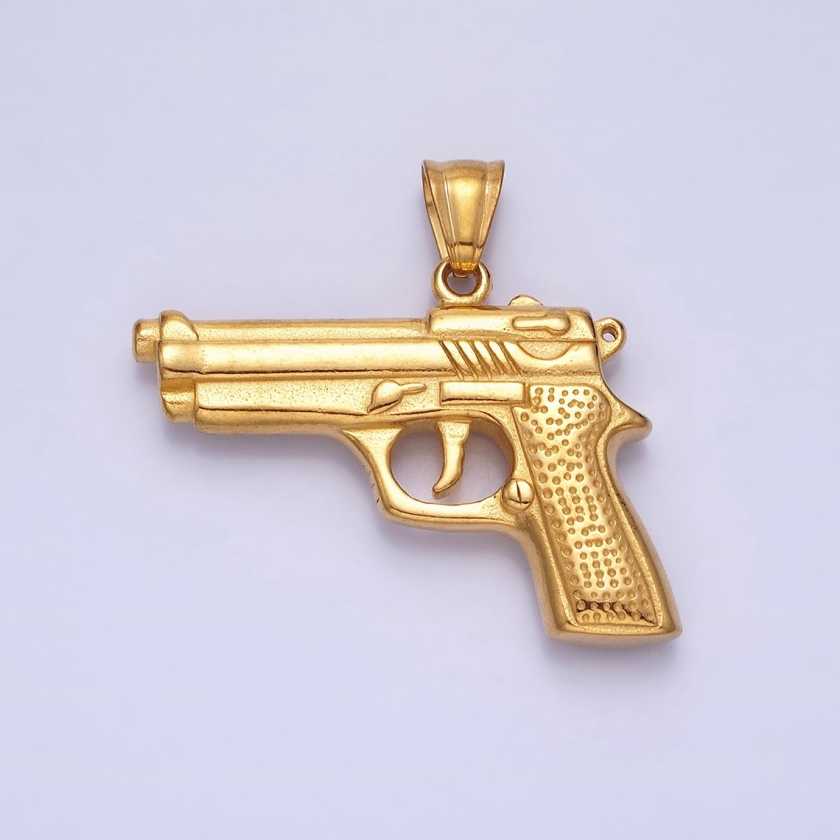 Stainless Steel Small Handgun Pistol Weapon Pendant in Gold & Silver | P-1108