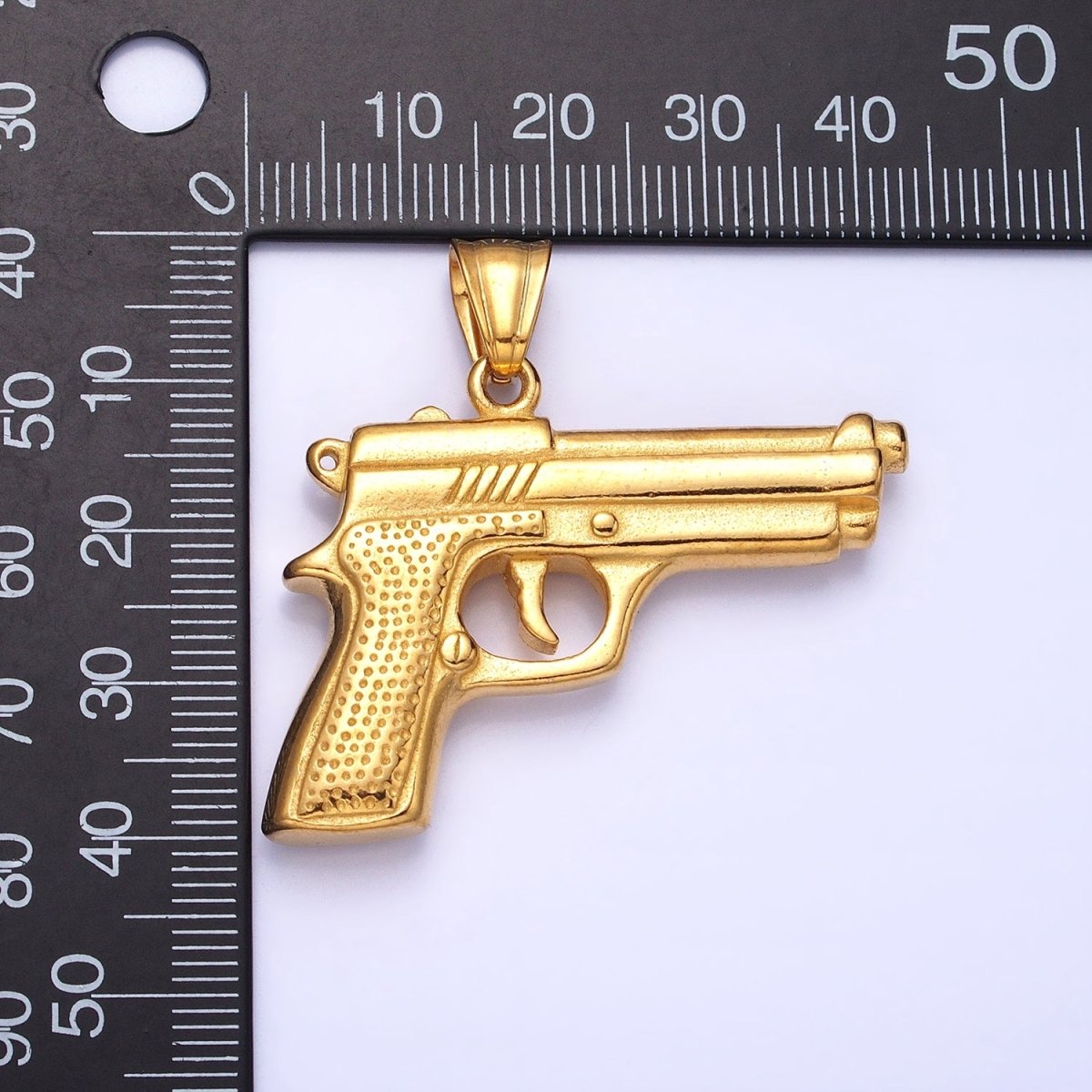 Stainless Steel Small Handgun Pistol Weapon Pendant in Gold & Silver | P-1108
