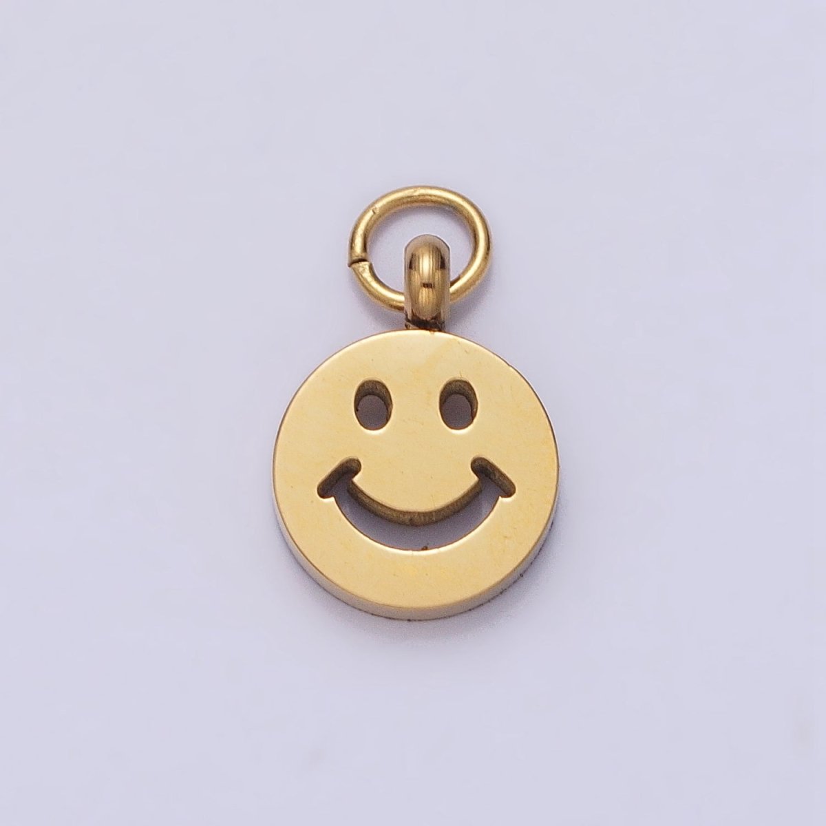 Stainless Steel Smiley Face 8mm, 12mm Round Charm in Gold & Silver | P-882 P-883