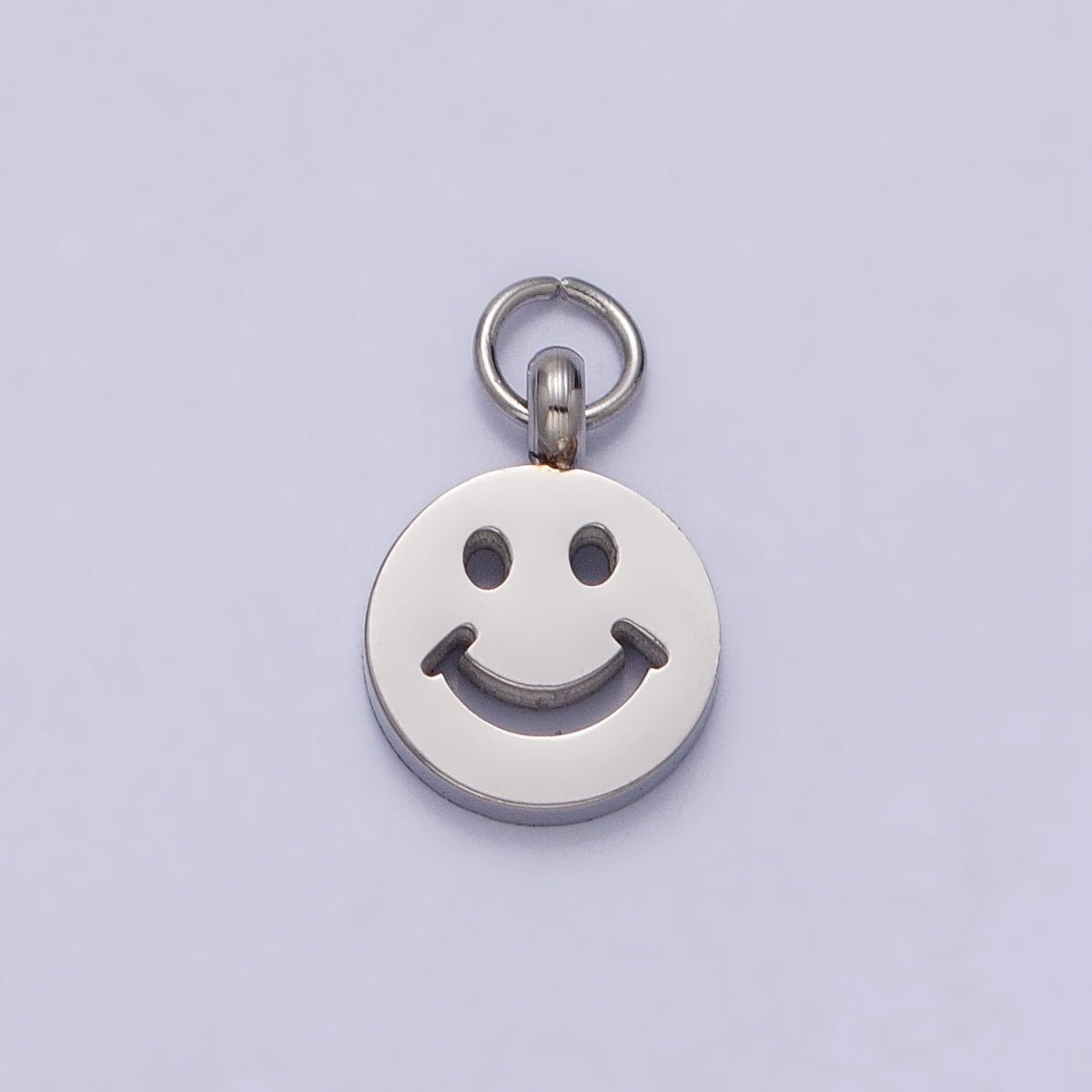 Stainless Steel Smiley Face 8mm, 12mm Round Charm in Gold & Silver | P-882 P-883