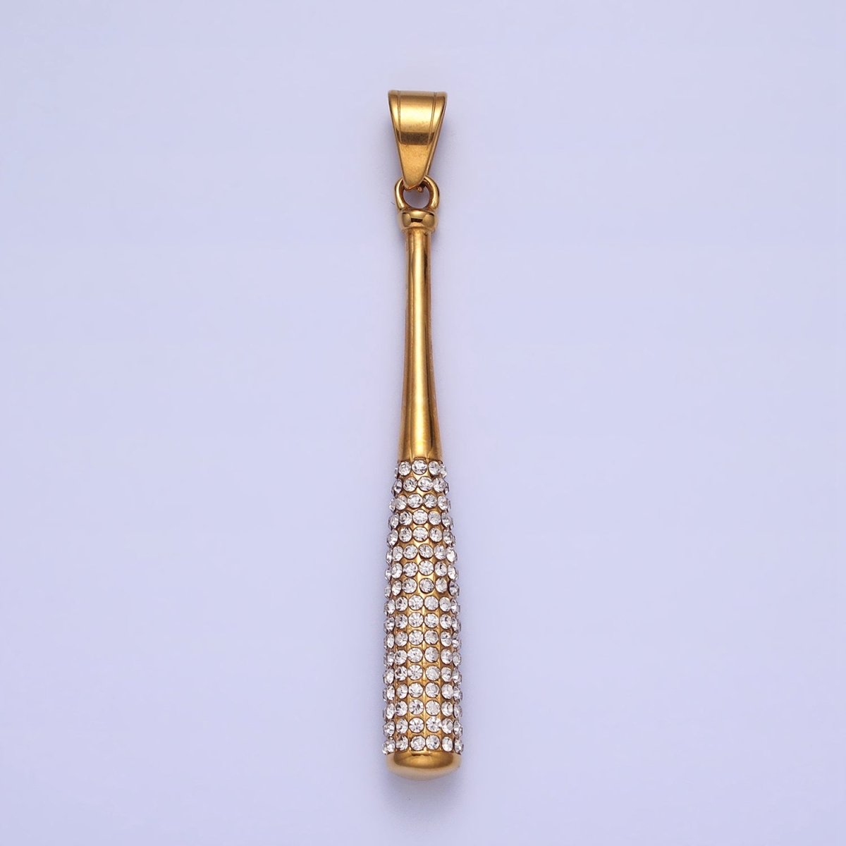 Stainless Steel Sport Baseball Bat Micro Paved CZ Pendant in Gold & Silver J-763 J-771
