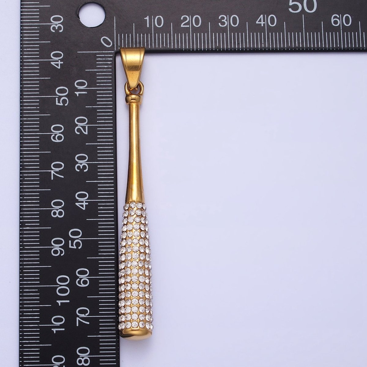 Stainless Steel Sport Baseball Bat Micro Paved CZ Pendant in Gold & Silver J-763 J-771