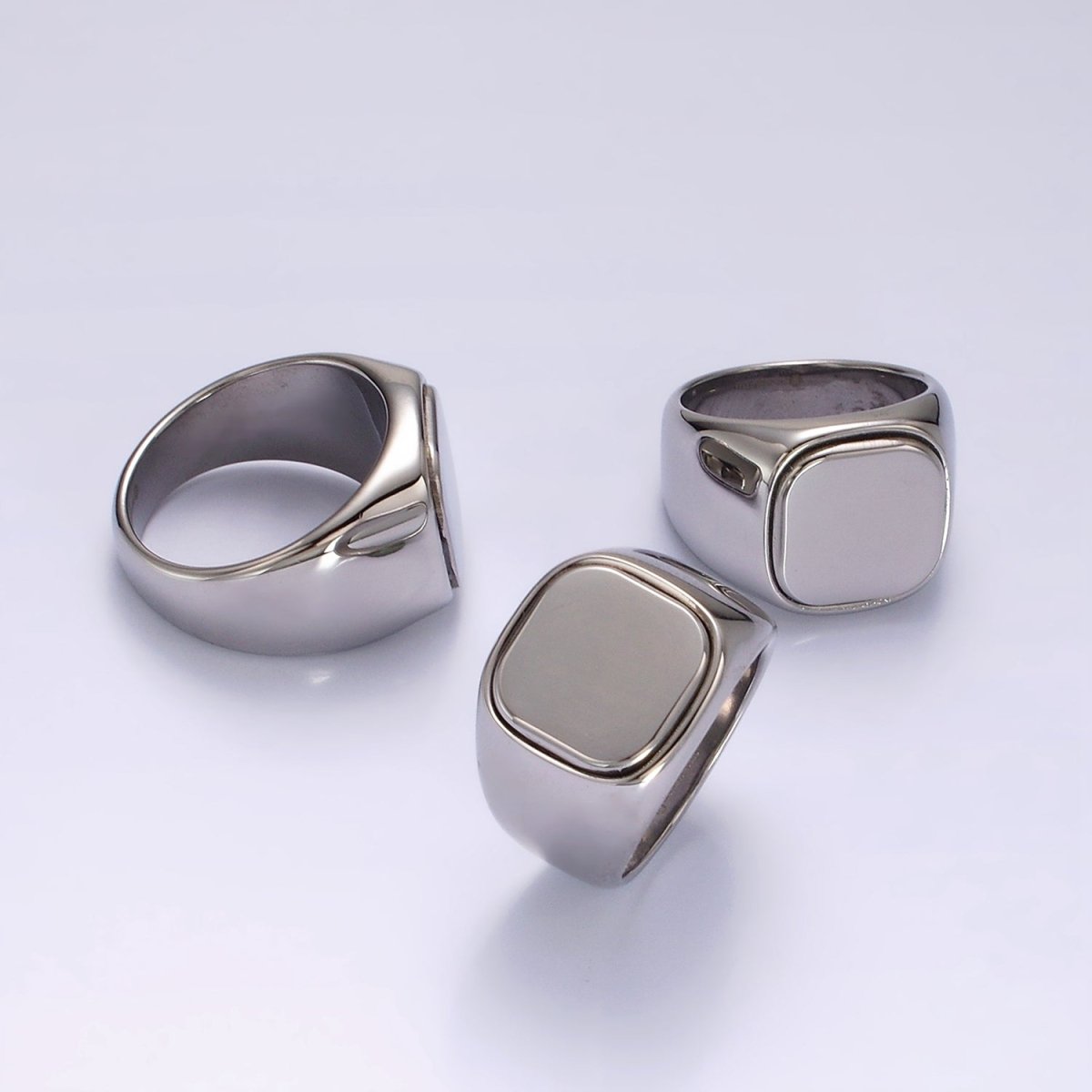 Stainless Steel Square Signet Minimalist Silver Ring | O1125 - O1127