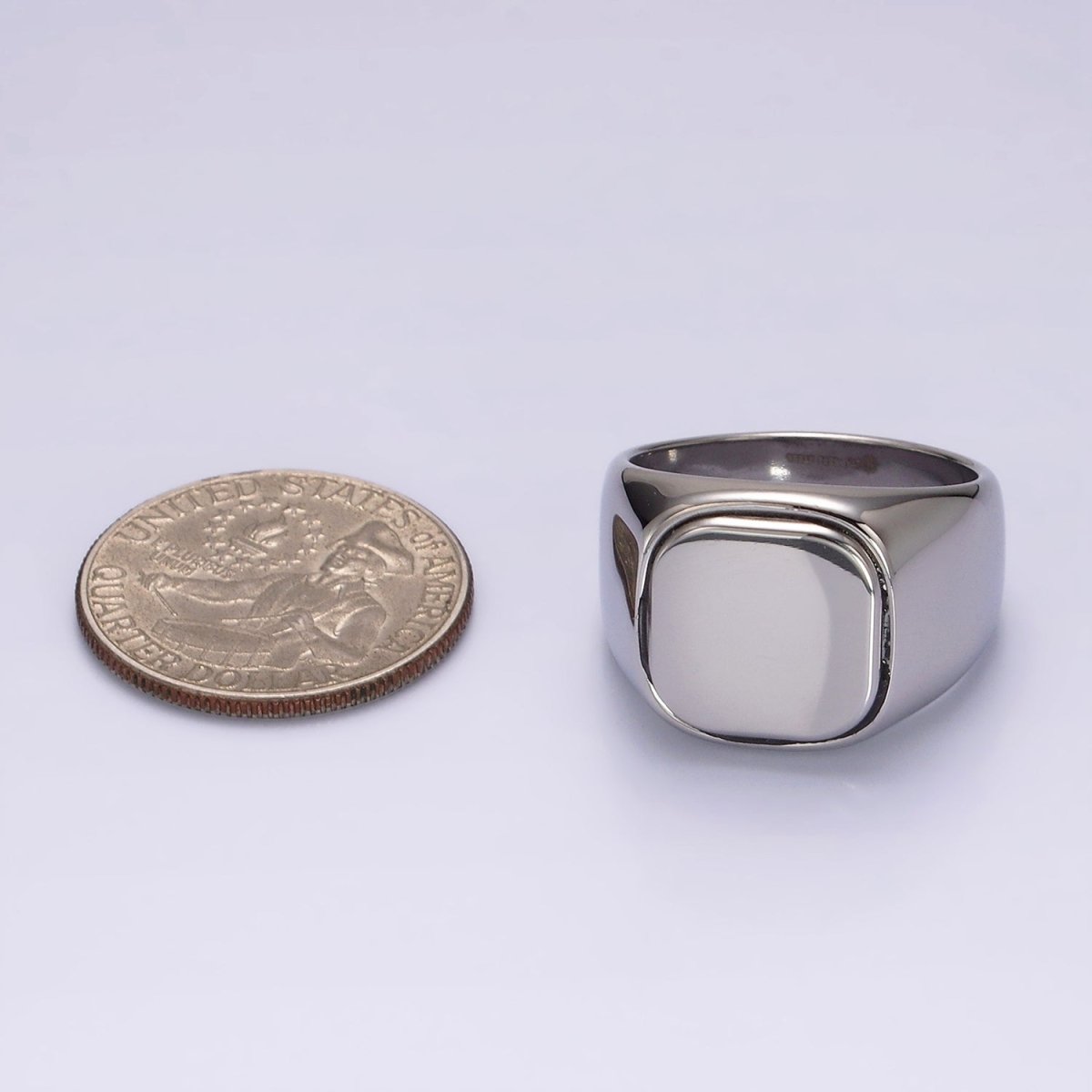 Stainless Steel Square Signet Minimalist Silver Ring | O1125 - O1127