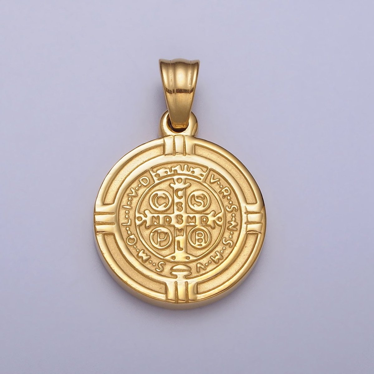 Stainless Steel St. Saint Benedict Double Sided SMQLIVB PAX VRSNSMV Pendant in Gold & Silver | P-1077