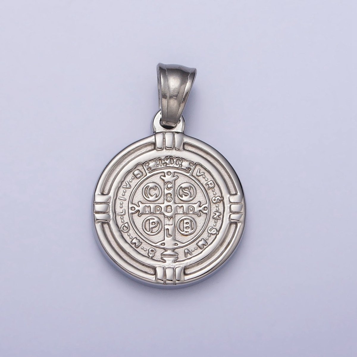 Stainless Steel St. Saint Benedict Double Sided SMQLIVB PAX VRSNSMV Pendant in Gold & Silver | P-1077