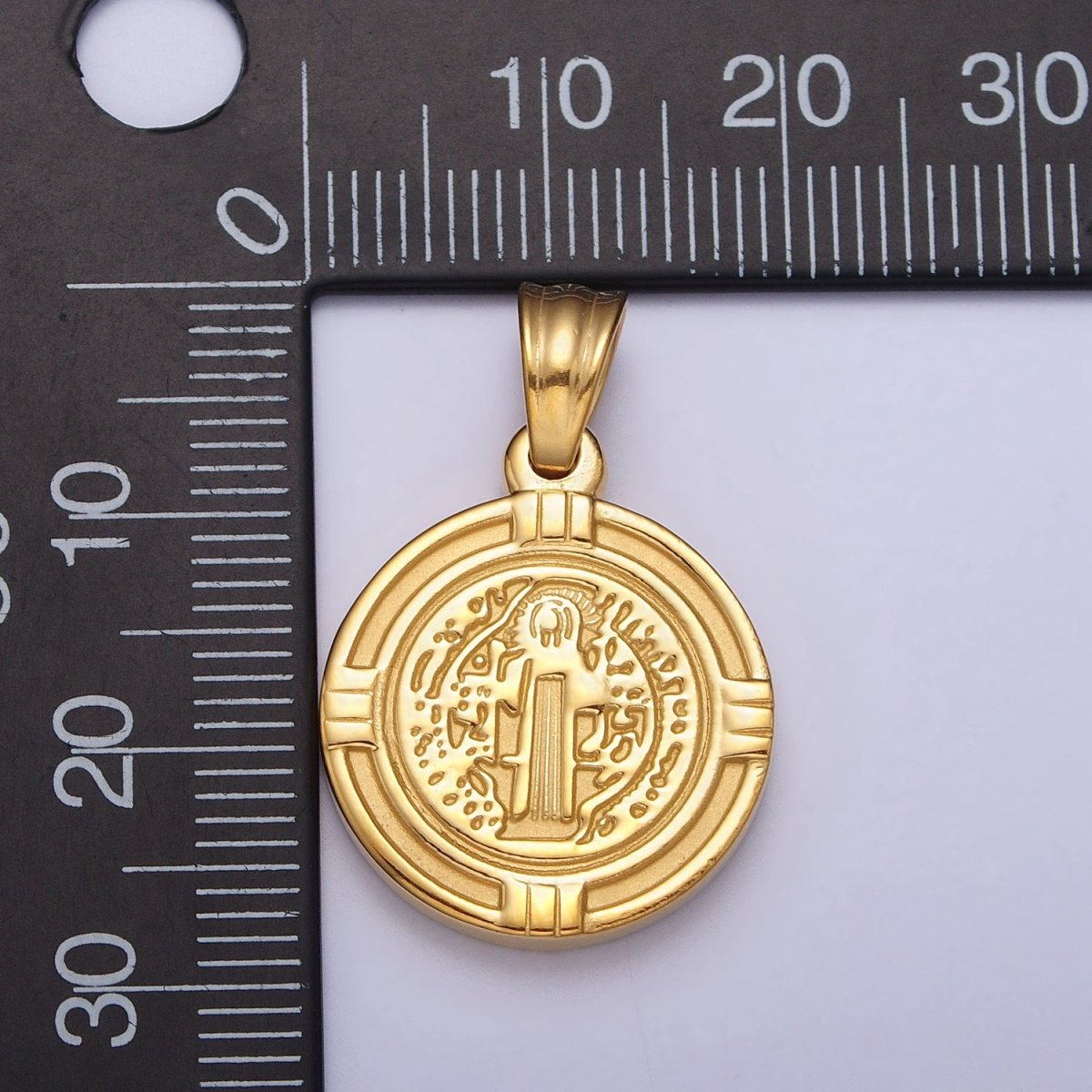 Stainless Steel St. Saint Benedict Double Sided SMQLIVB PAX VRSNSMV Pendant in Gold & Silver | P-1077