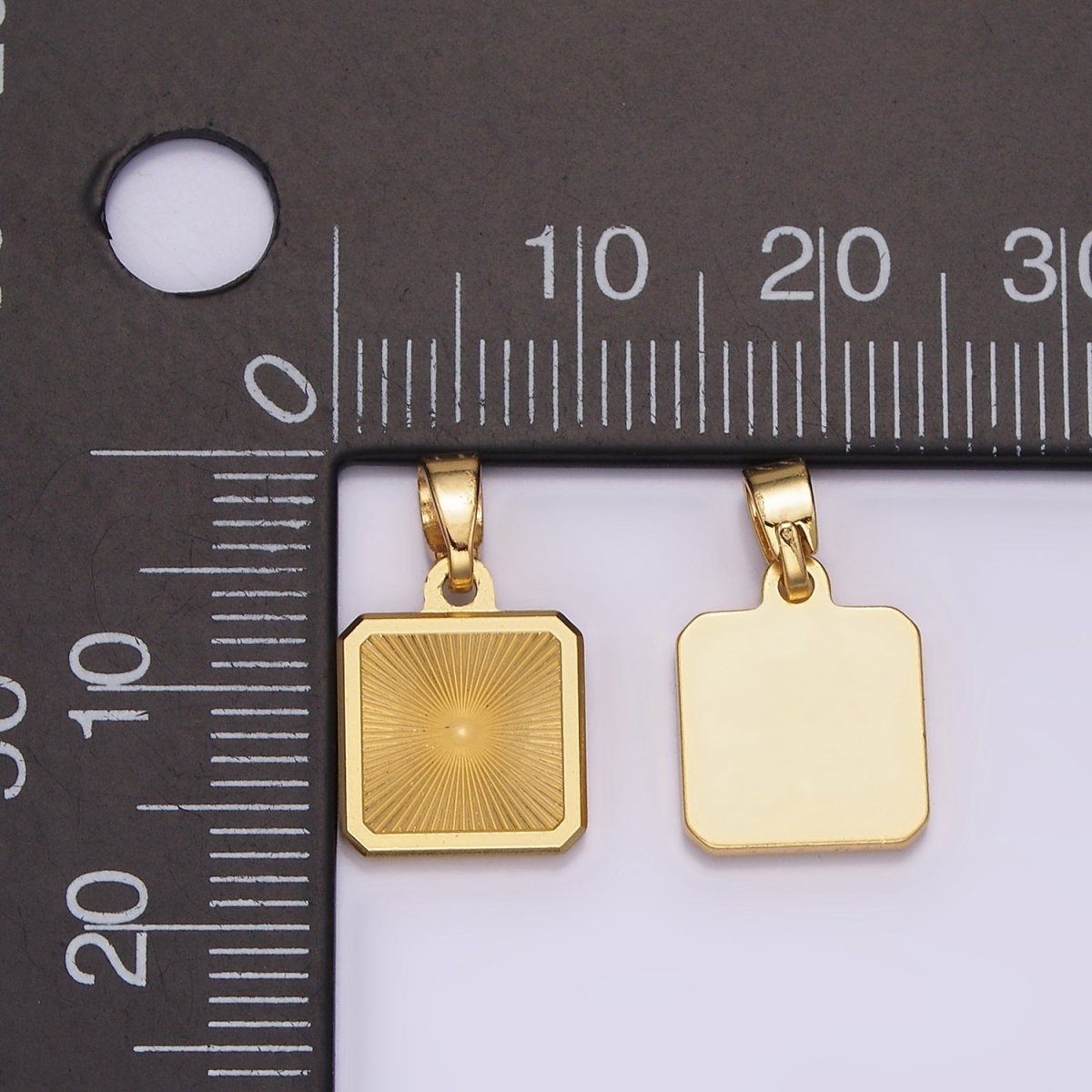 Stainless Steel Sunburst Edged Square Minimalist Pendant in Gold & Silver | P865