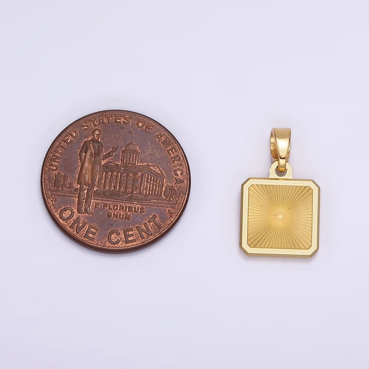 Stainless Steel Sunburst Edged Square Minimalist Pendant in Gold & Silver | P865