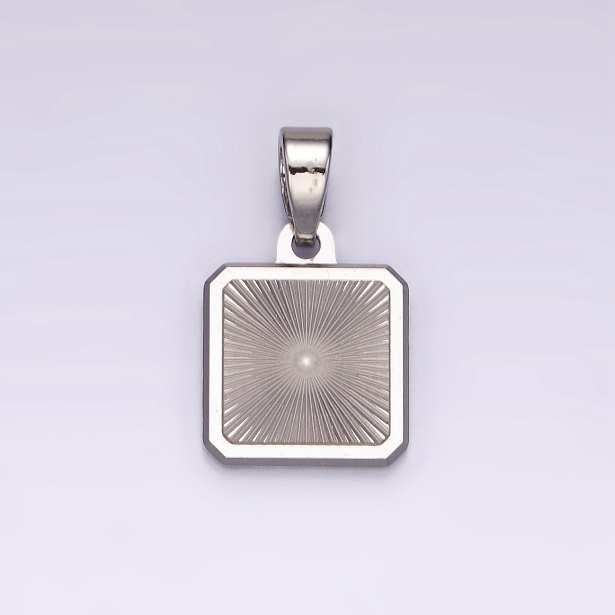 Stainless Steel Sunburst Edged Square Minimalist Pendant in Gold & Silver | P865