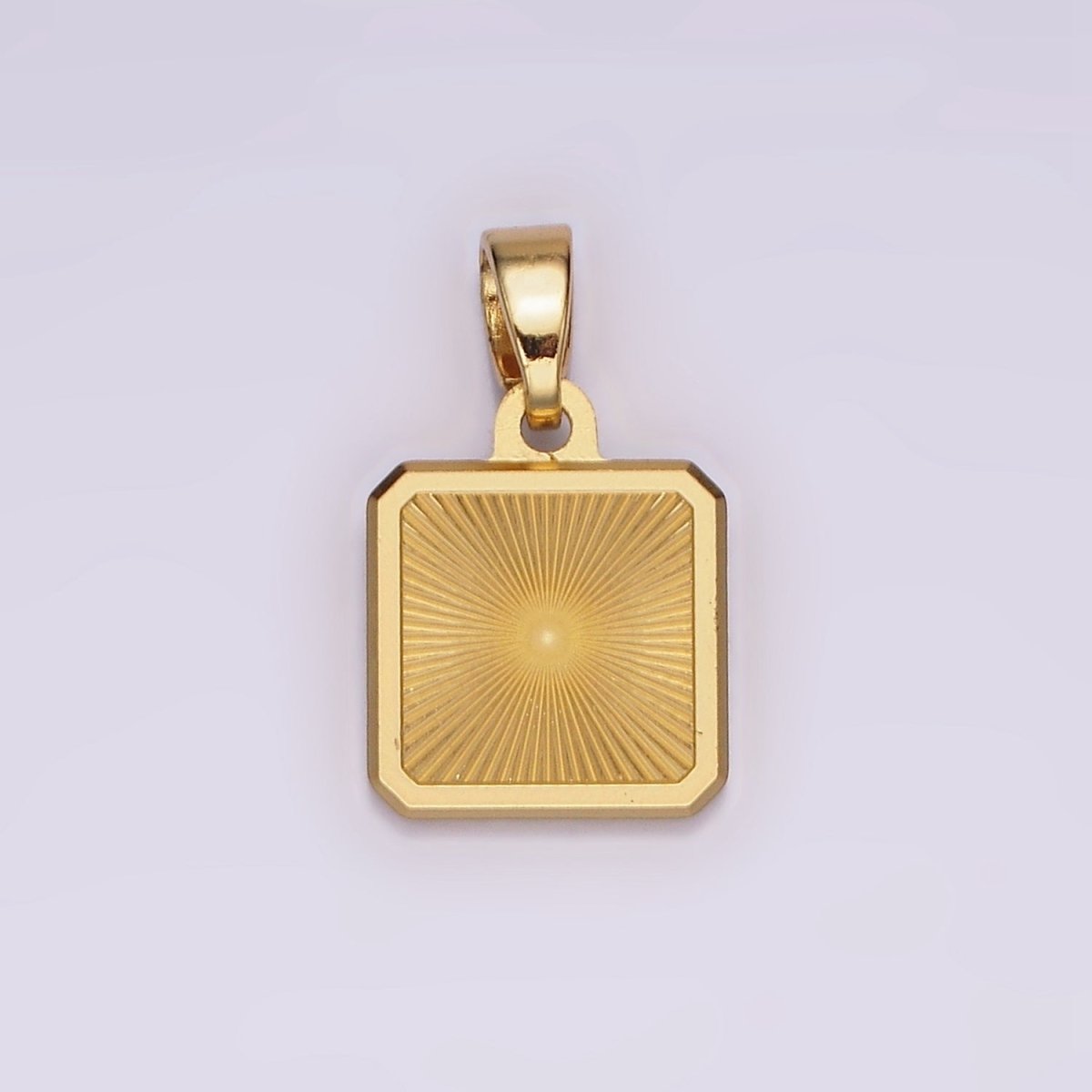 Stainless Steel Sunburst Edged Square Minimalist Pendant in Gold & Silver | P865