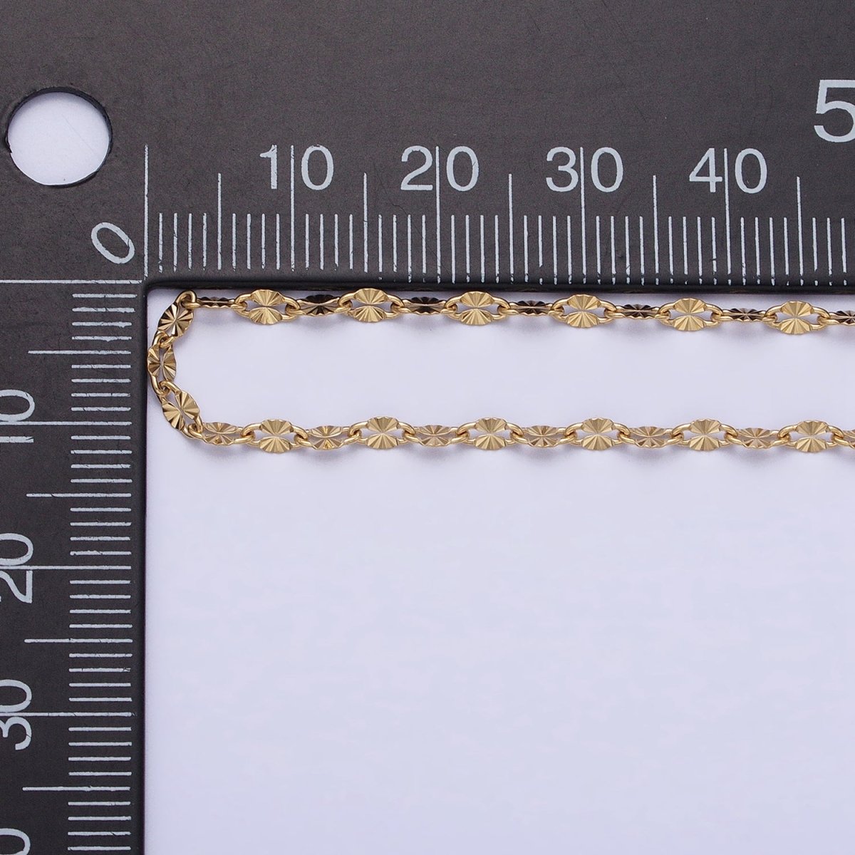 Stainless Steel Sunburst Link 2.3mm Designed Unfinished Chain in Gold & Silver | ROLL-1350 ROLL-1351