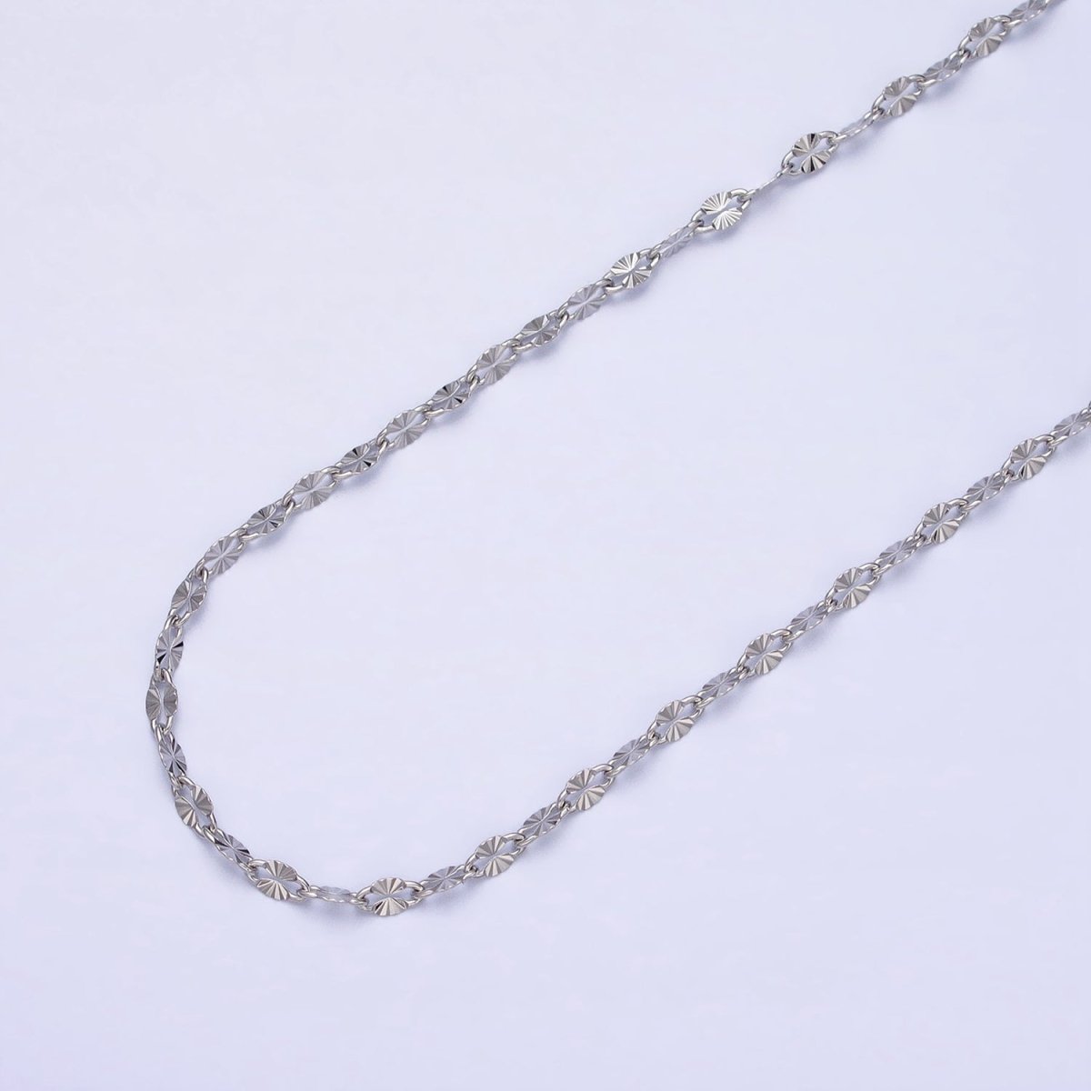 Stainless Steel Sunburst Link 2.3mm Designed Unfinished Chain in Gold & Silver | ROLL-1350 ROLL-1351