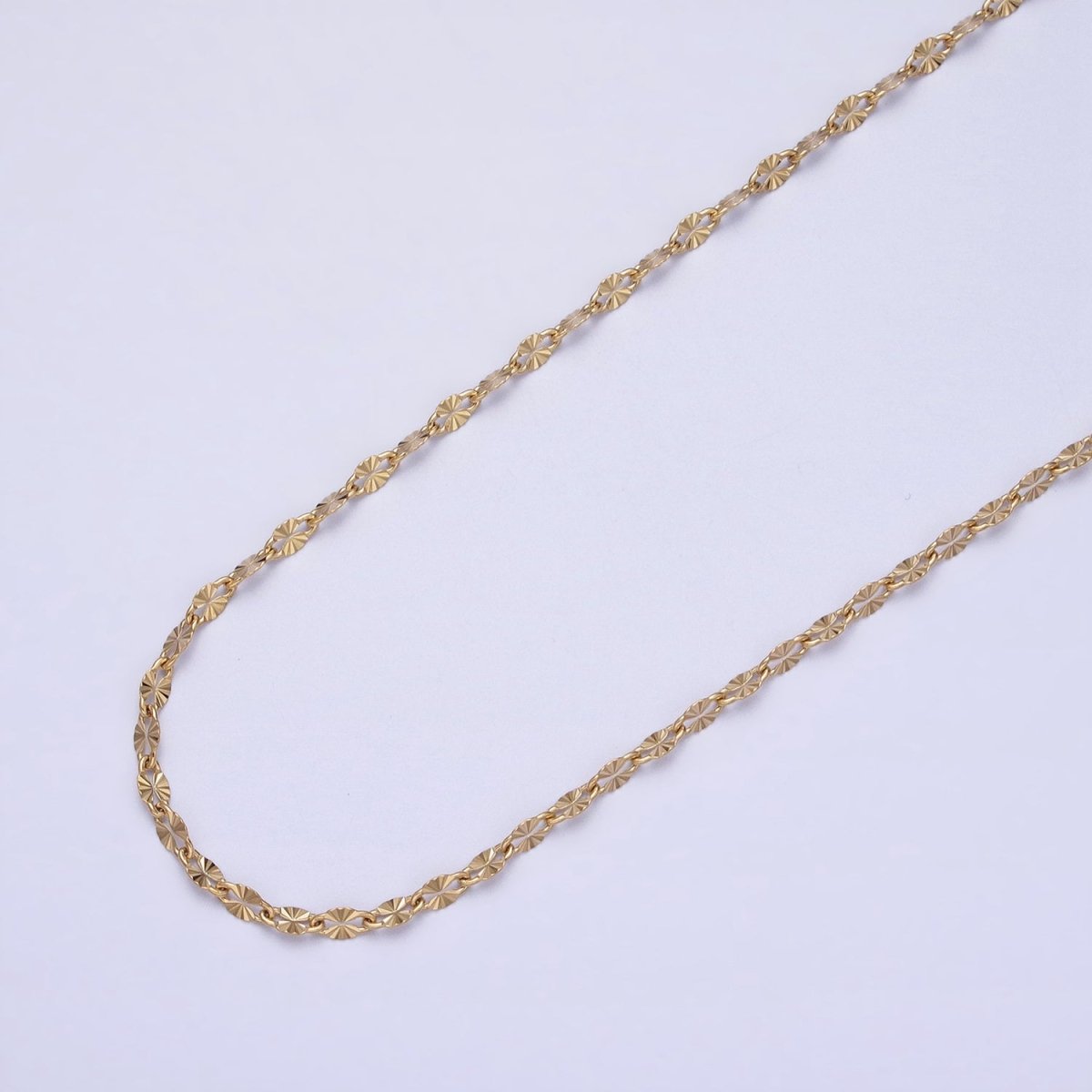 Stainless Steel Sunburst Link 2.3mm Designed Unfinished Chain in Gold & Silver | ROLL-1350 ROLL-1351