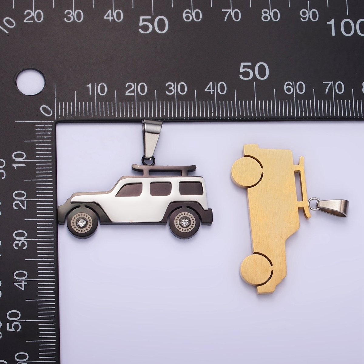 Stainless Steel SUV Car Charms Pendant in Gold & Silver | P1446