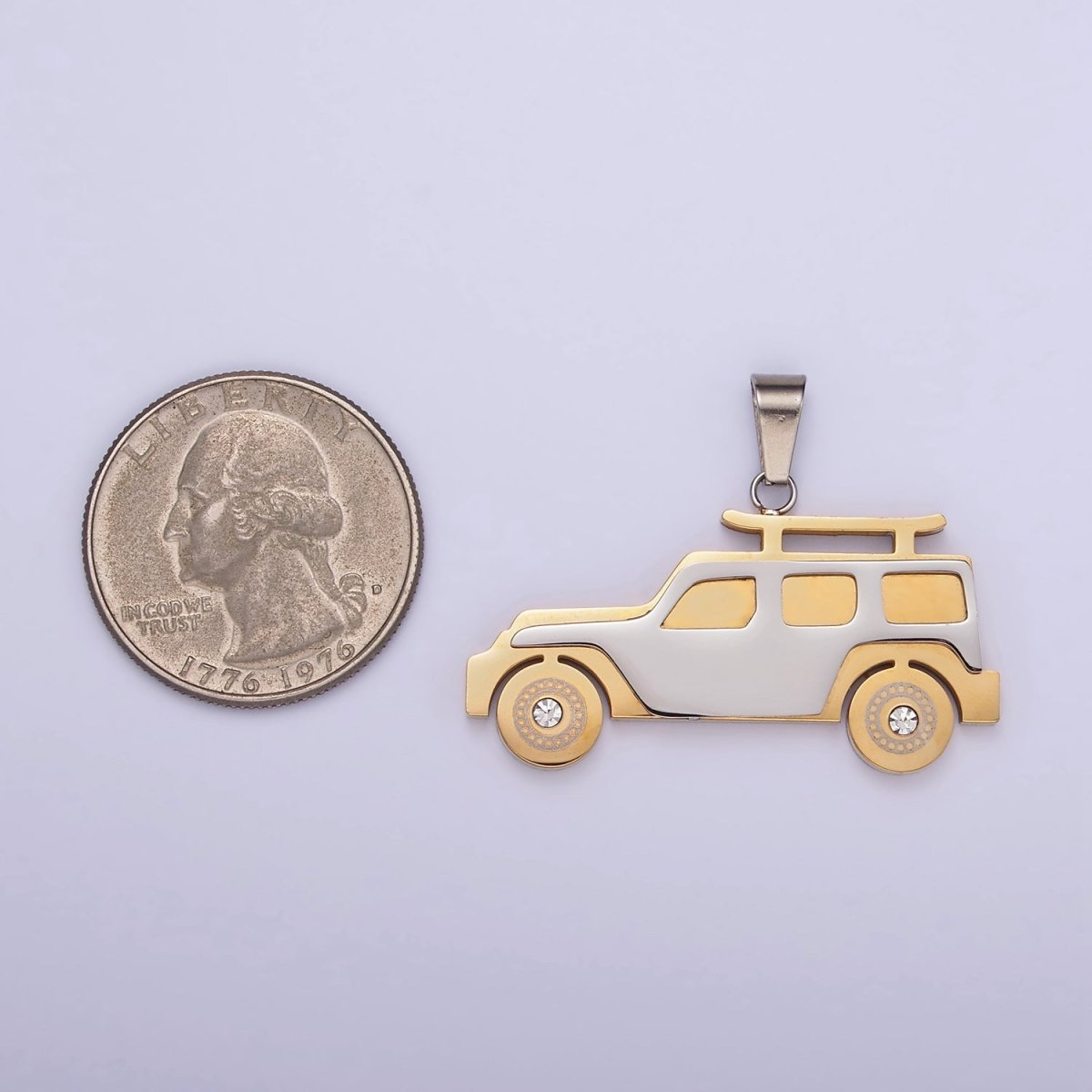 Stainless Steel SUV Car Charms Pendant in Gold & Silver | P1446