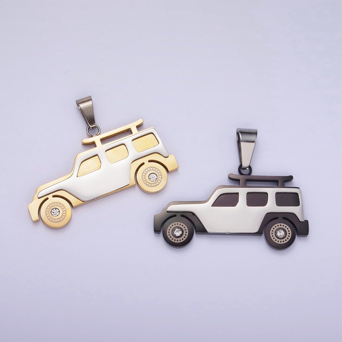 Stainless Steel SUV Car Charms Pendant in Gold & Silver | P1446