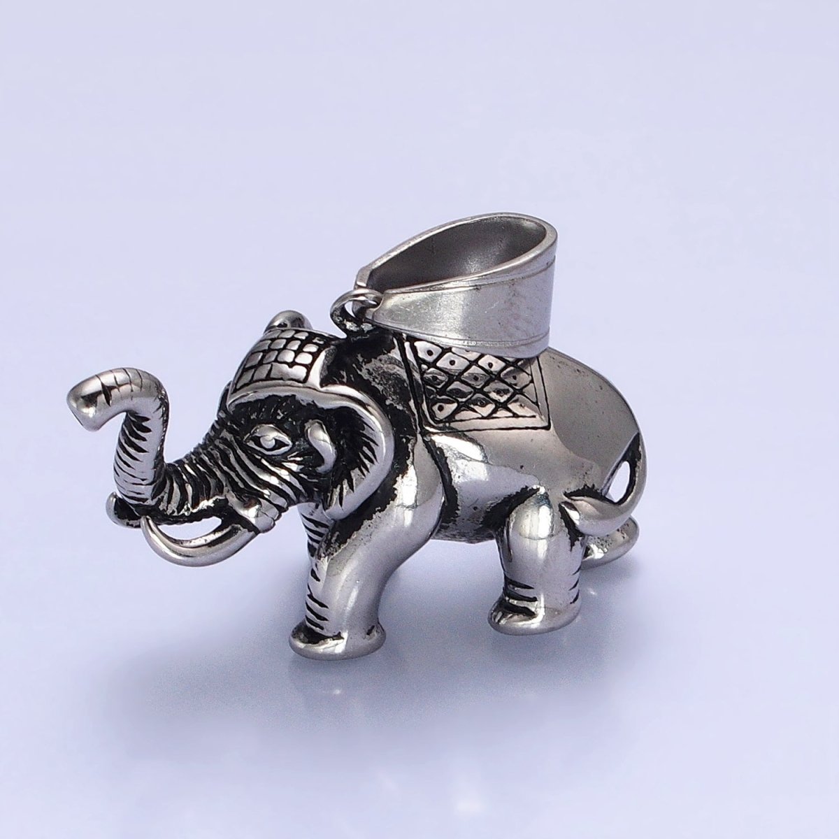 Stainless Steel Textured Circus Elephant Pendant in Gold & Silver | P-1110