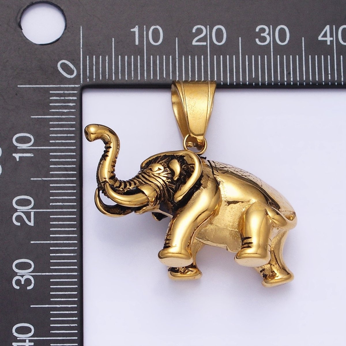 Stainless Steel Textured Circus Elephant Pendant in Gold & Silver | P-1110