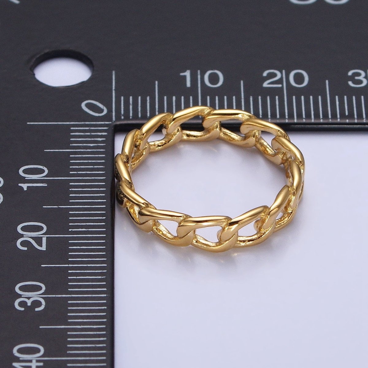 Stainless Steel Thin Curb Chain Link Ring in Gold & Silver | O-1673~O-1680
