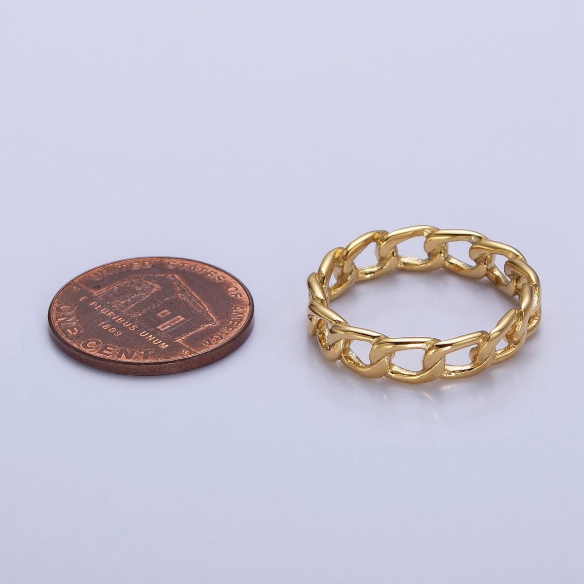 Stainless Steel Thin Curb Chain Link Ring in Gold & Silver | O-1673~O-1680