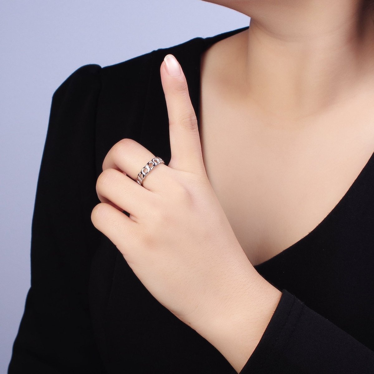 Stainless Steel Thin Curb Chain Link Ring in Gold & Silver | O-1673~O-1680