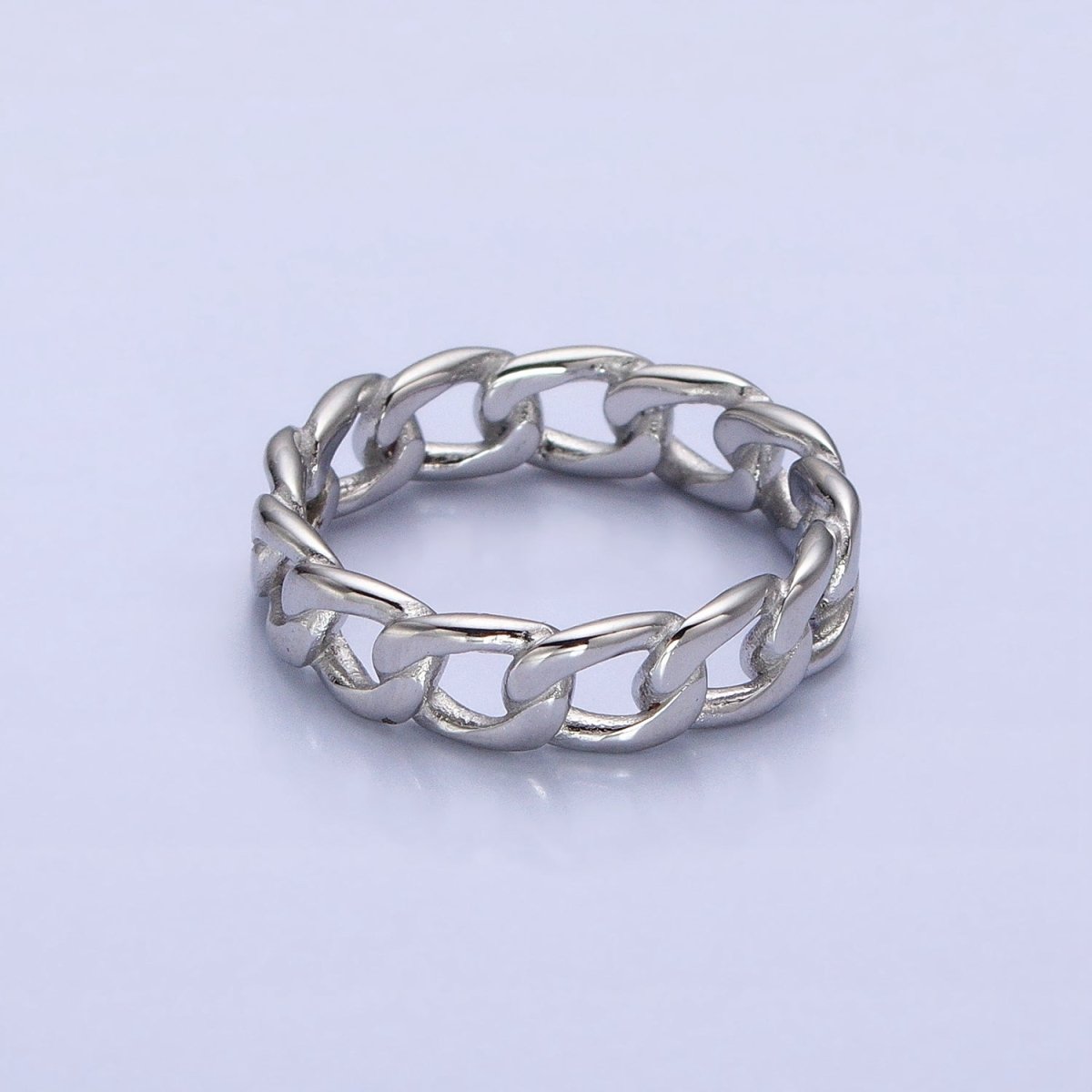 Stainless Steel Thin Curb Chain Link Ring in Gold & Silver | O-1673~O-1680