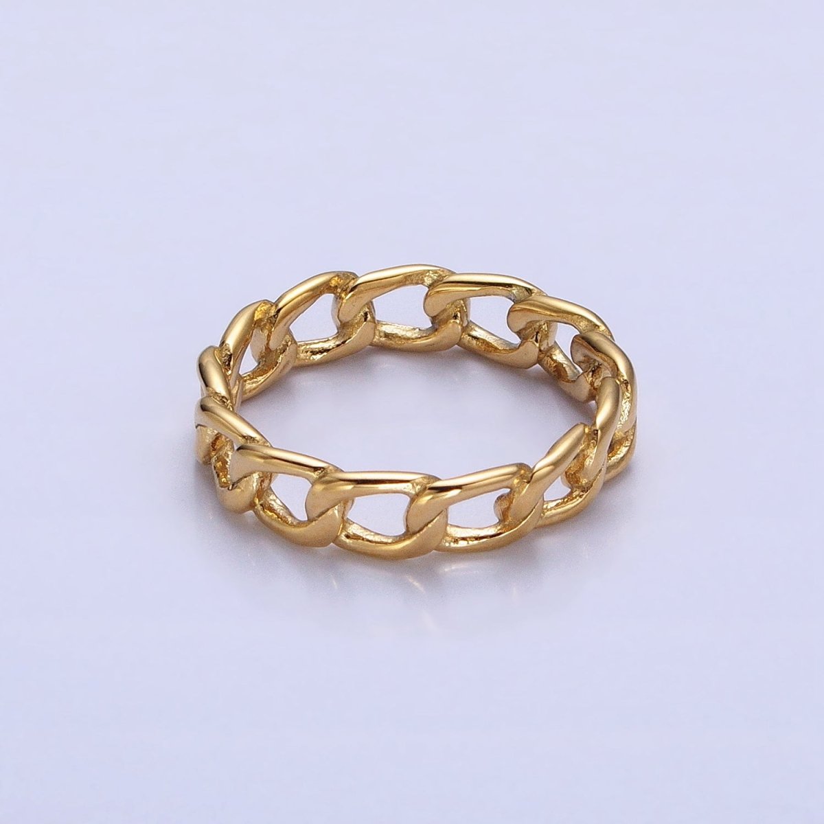 Stainless Steel Thin Curb Chain Link Ring in Gold & Silver | O-1673~O-1680