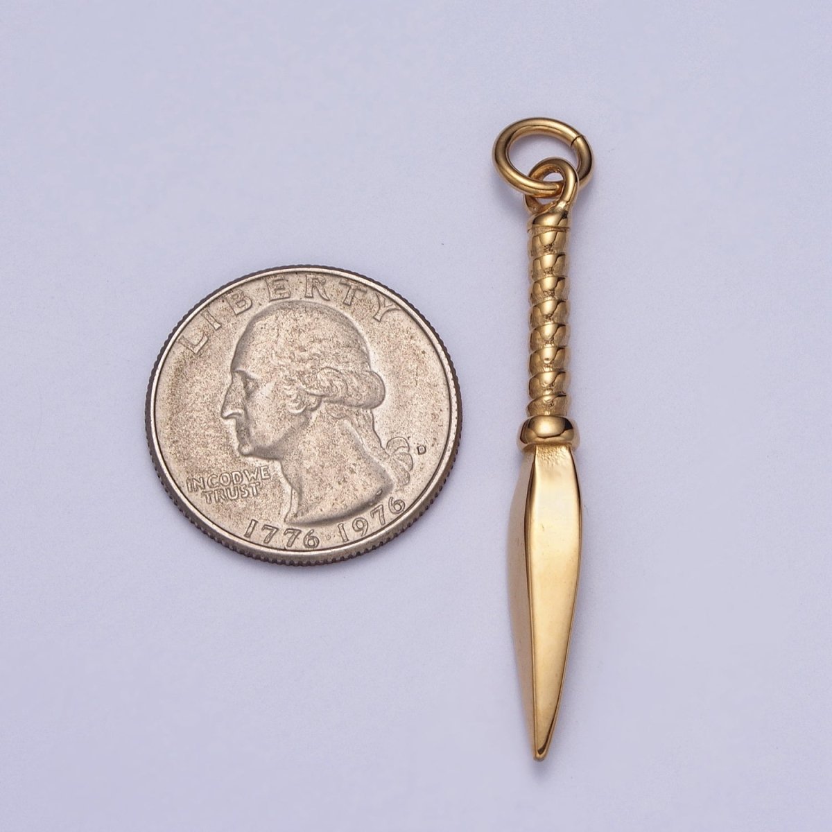 Stainless Steel Thin Weapon Knife Dagger Charm in Gold & Silver J-463 J-464