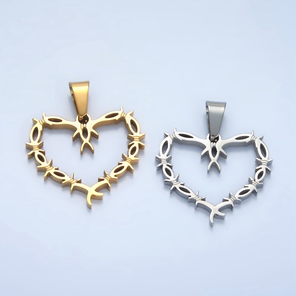 Stainless Steel Tied Knot Open Heart Pendant in Gold & Silver | P1483