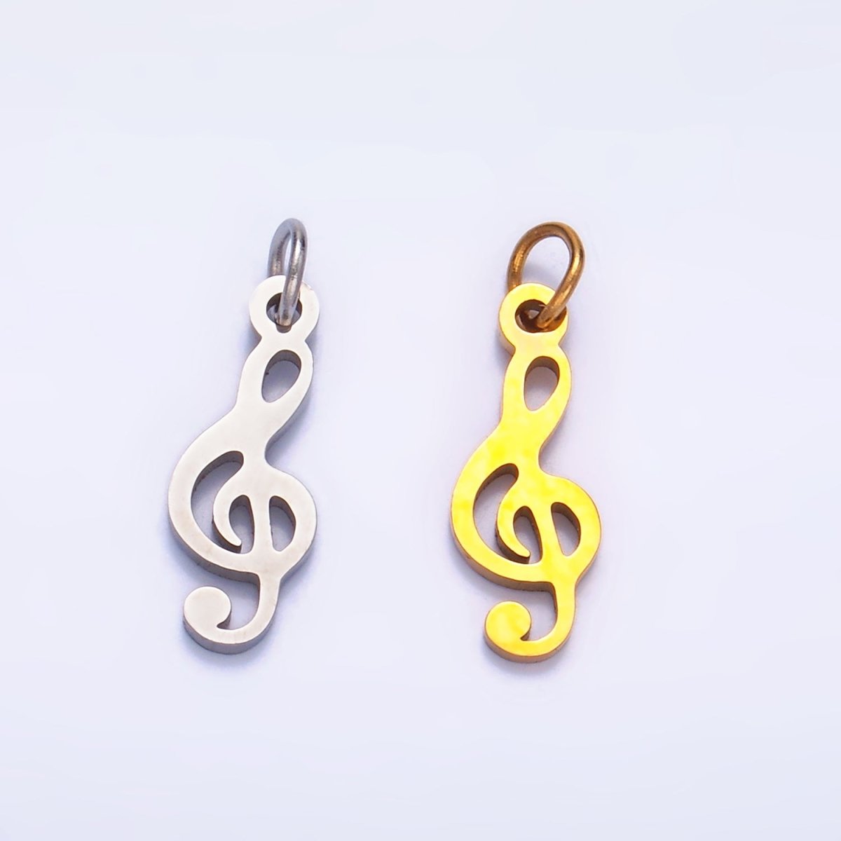 Stainless Steel Treble 'G' Clef 𝄞 Music Symbol Charm in Gold & Silver | P1272