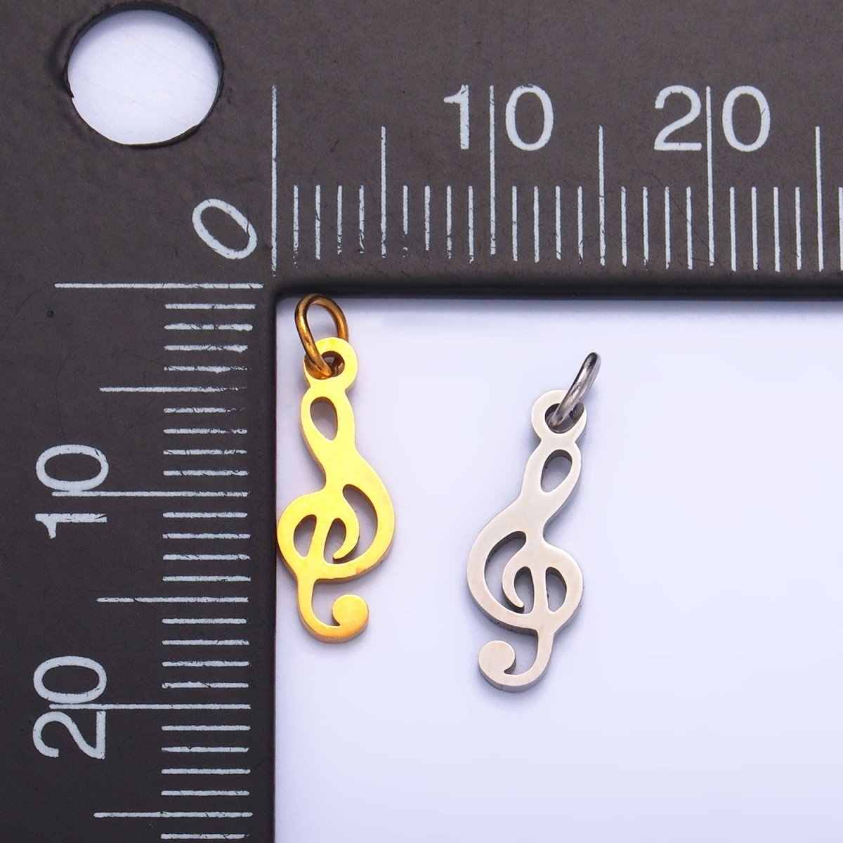 Stainless Steel Treble 'G' Clef 𝄞 Music Symbol Charm in Gold & Silver | P1272