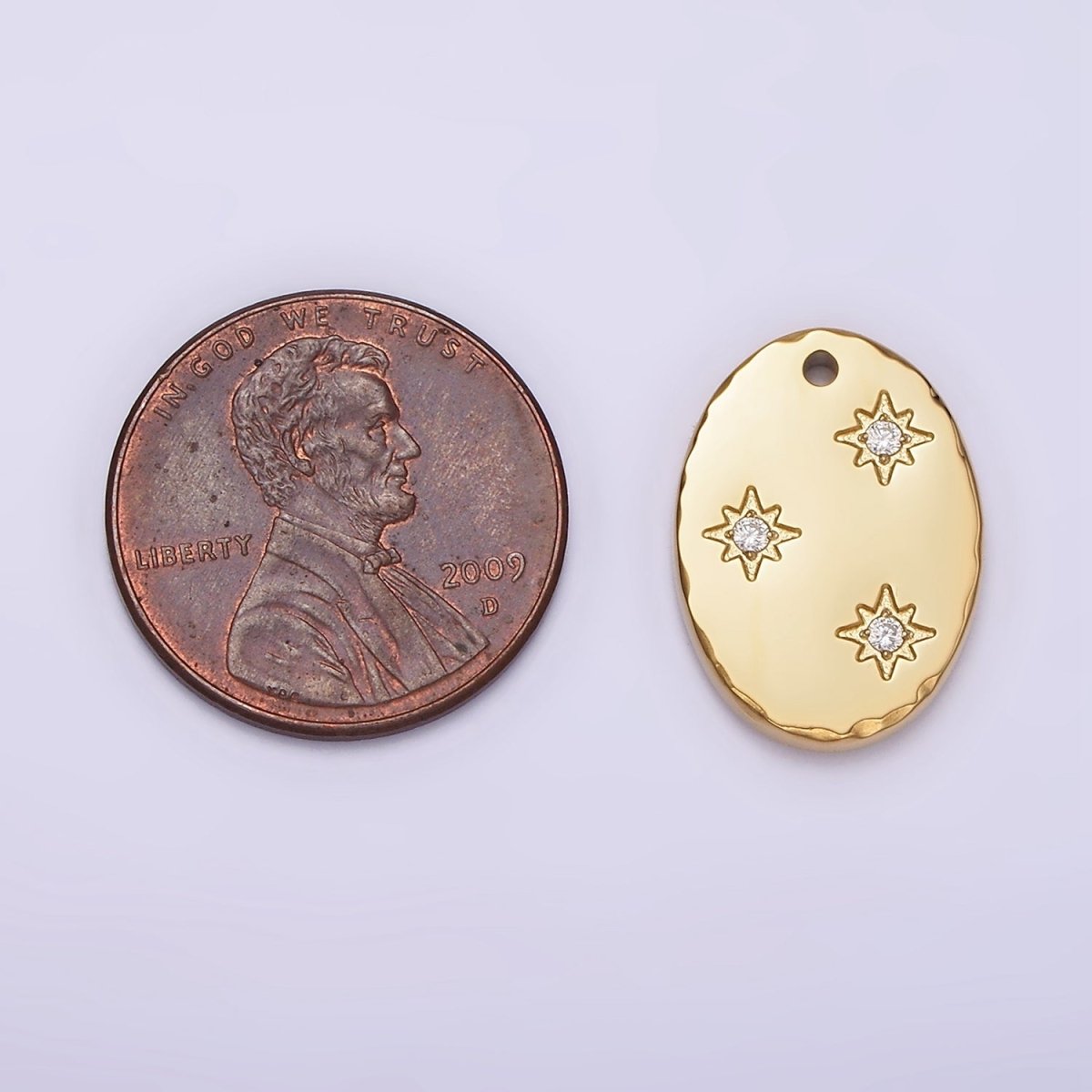 Stainless Steel Triple Celestial Star Oval Charm | P1243