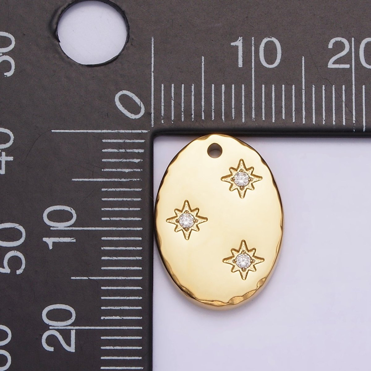 Stainless Steel Triple Celestial Star Oval Charm | P1243