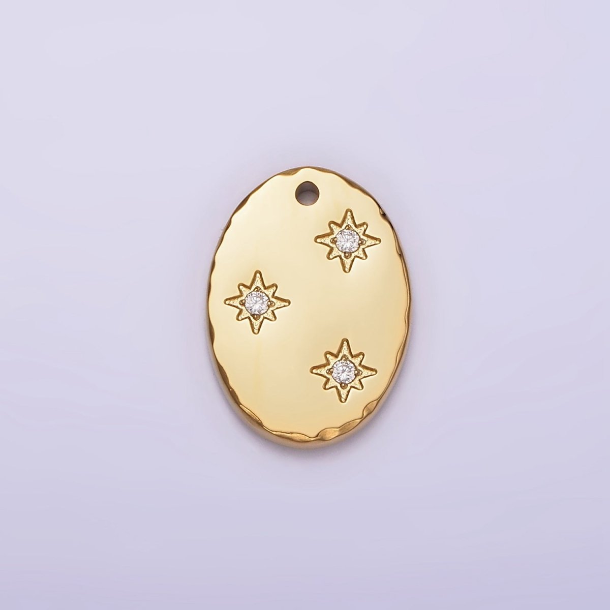 Stainless Steel Triple Celestial Star Oval Charm | P1243