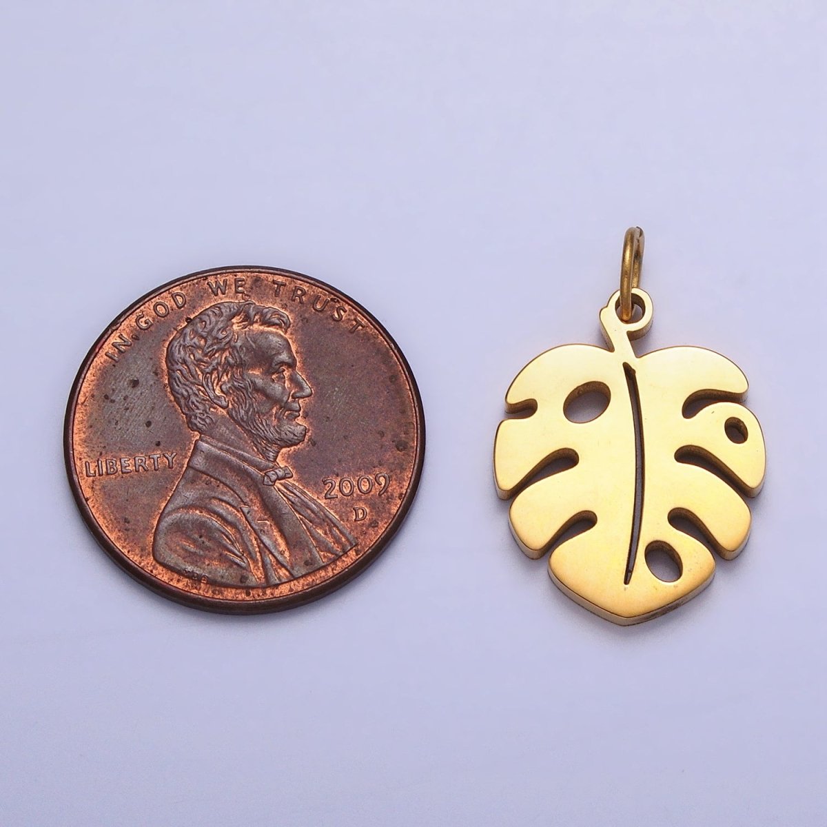 Stainless Steel Tropical Monstera Palm Leaf Nature Charm in Gold & Silver | P-1218