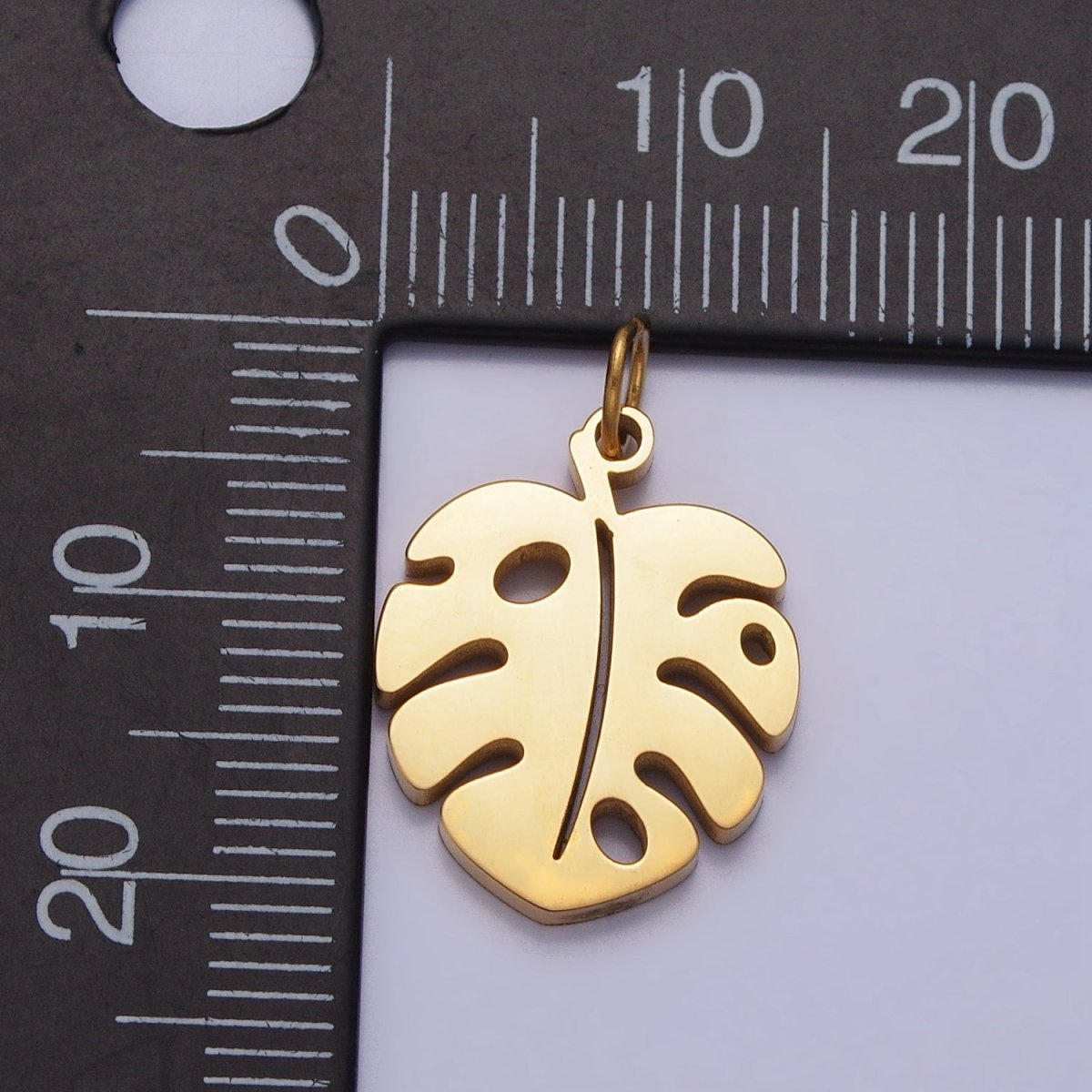Stainless Steel Tropical Monstera Palm Leaf Nature Charm in Gold & Silver | P-1218
