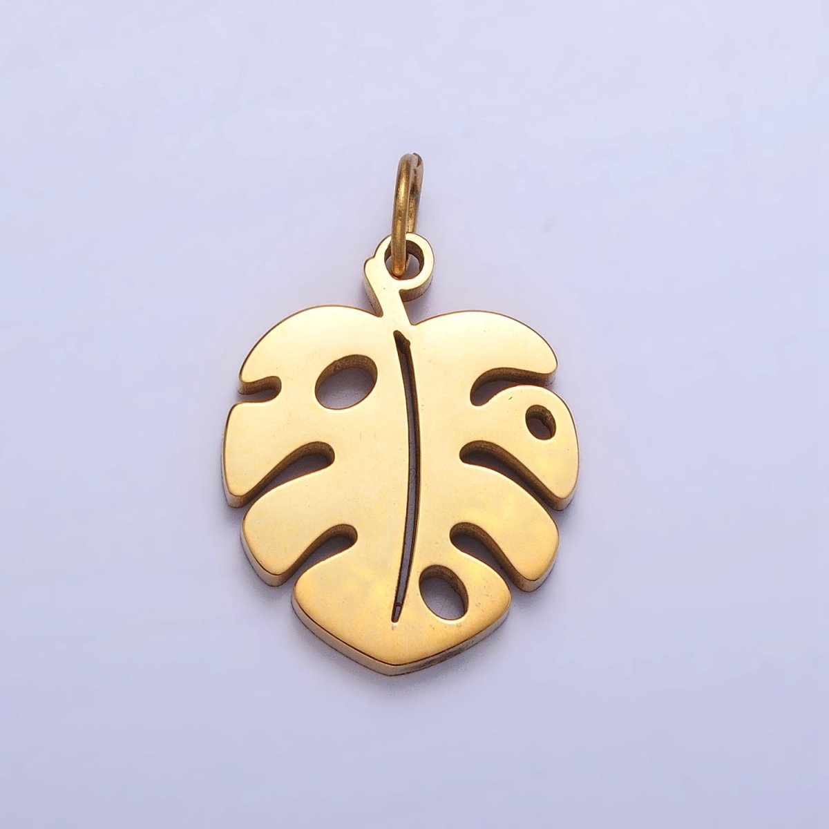 Stainless Steel Tropical Monstera Palm Leaf Nature Charm in Gold & Silver | P-1218