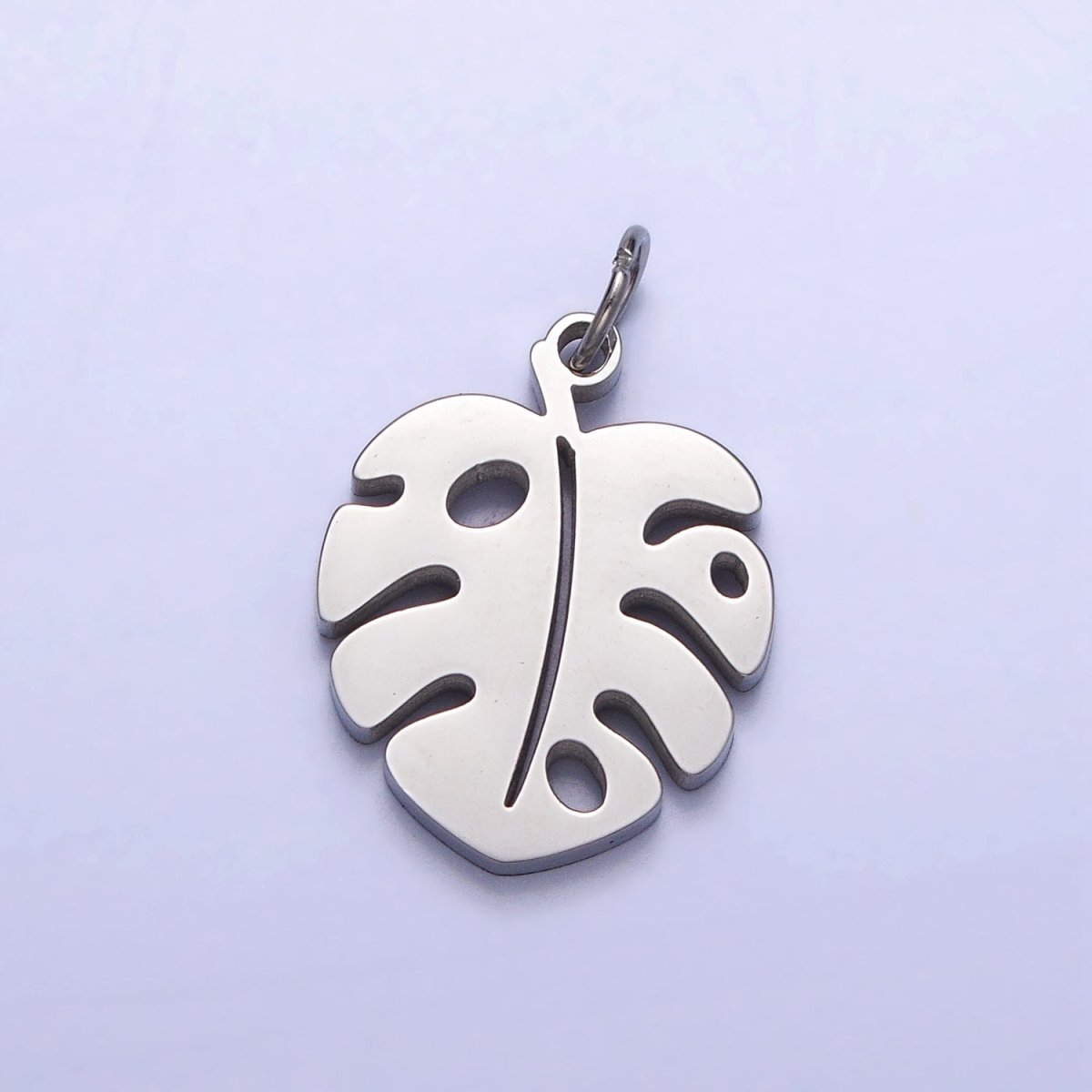 Stainless Steel Tropical Monstera Palm Leaf Nature Charm in Gold & Silver | P-1218
