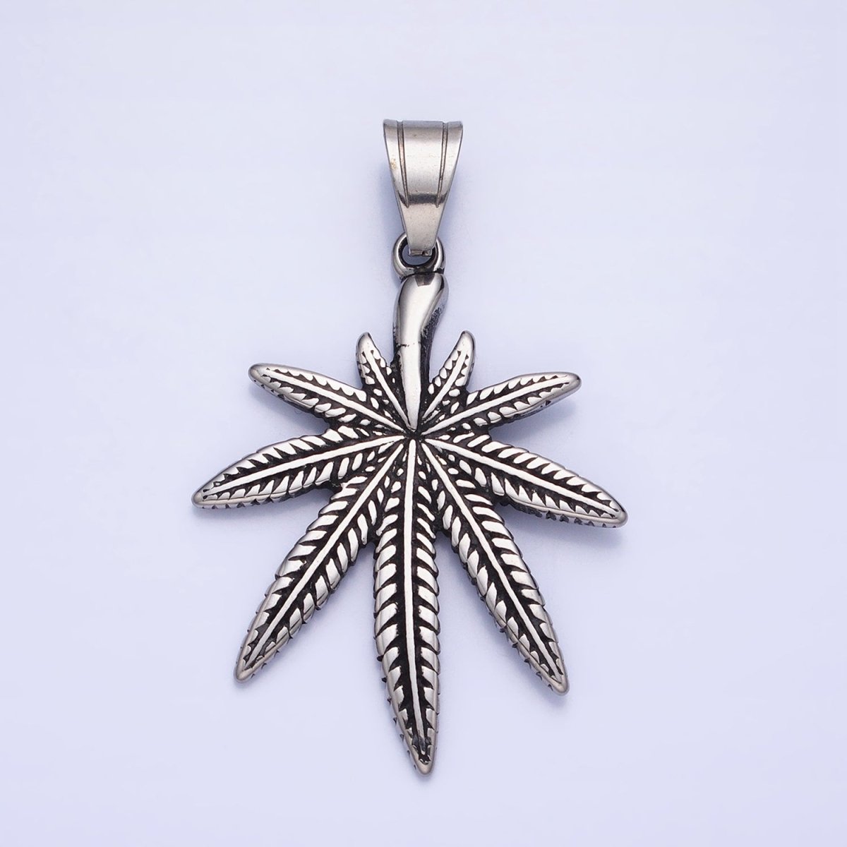 Stainless Steel Weed Leaf Statement 58mm Pendant in Silver & Gold | P1132